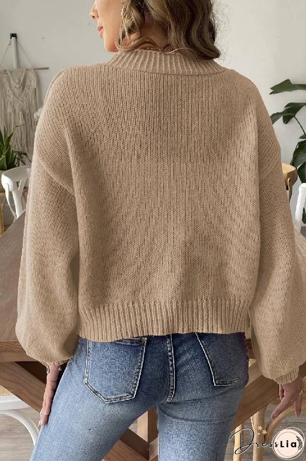 Fashion Trend Lantern Sleeve Simple Casual Coat