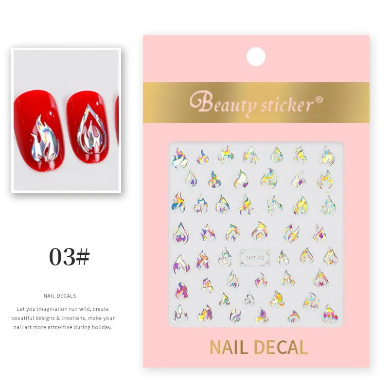 1 Sheet New Roman English Alphabet Number 3D Nail Stickers Christmas Animals iridescent Gold Silver Word Small Letters Nail