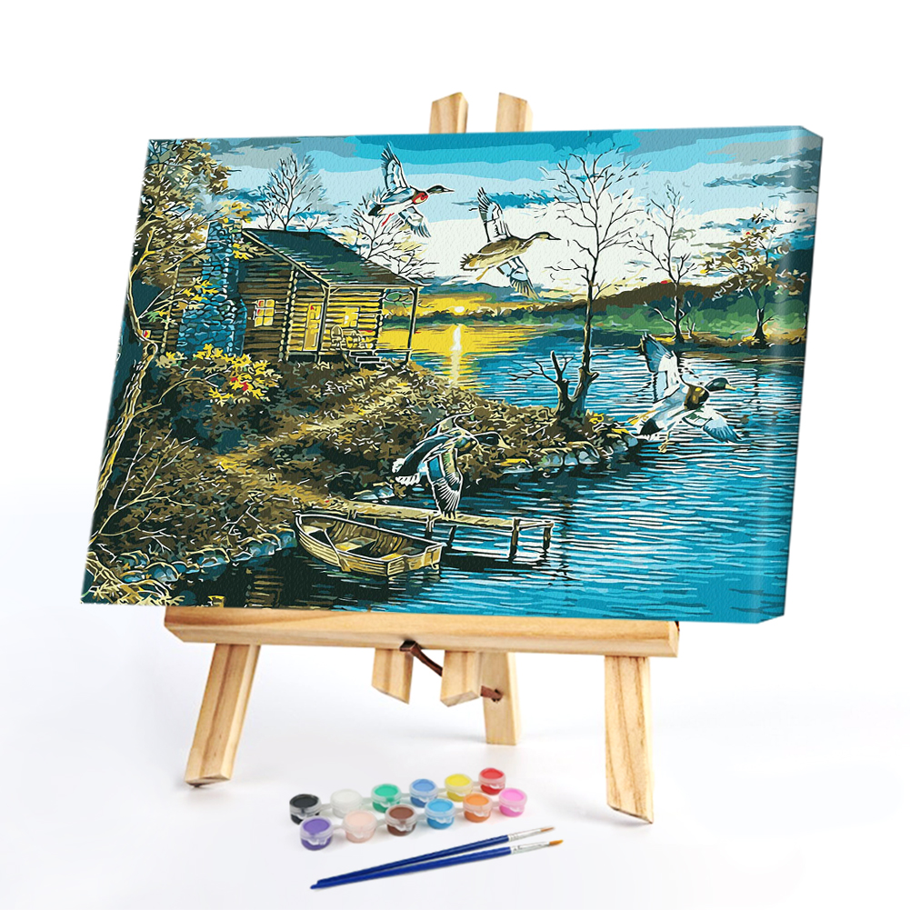 

40*50CM Paint By Numbers-River Houseed, 501 Original