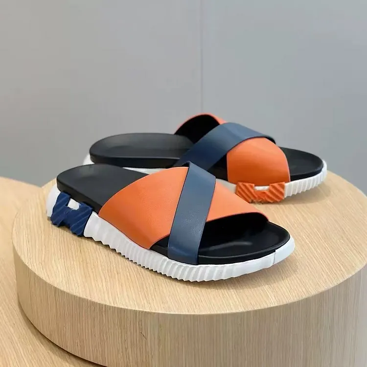 Gentleman's genuine leather platform slip-on fashion outdoor non-slip beach sandals 1688 VOCOSI