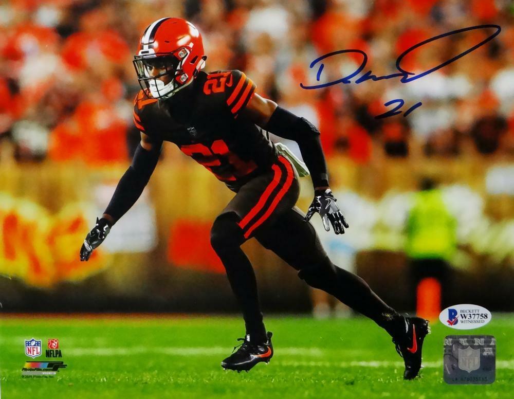 Denzel Ward Signed Cleveland Browns 8x10 Running PF Photo Poster painting- Beckett Auth *White