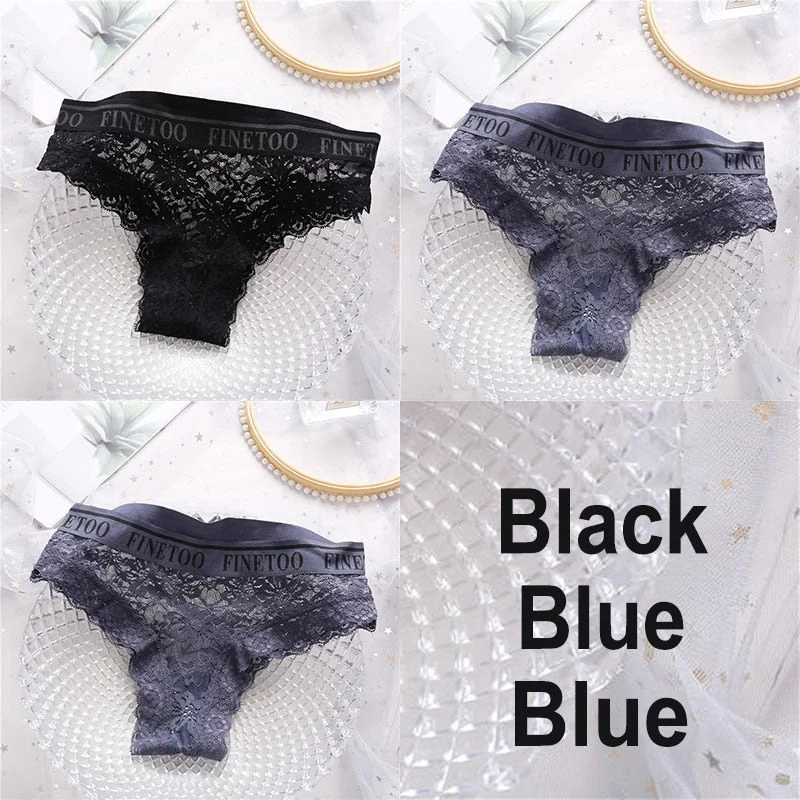 3PCS/Set Lace Panties Women Sexy Underwear Briefs Floral Lace Female Underpants Solid Color Intimate Lingerie Woman Panties M-XL