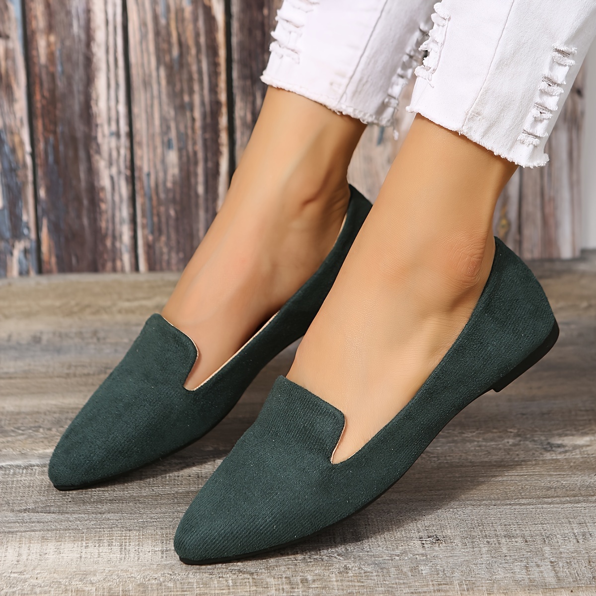 Women's Solid Color Flat Shoes Elegant Point Toe Work Shoes