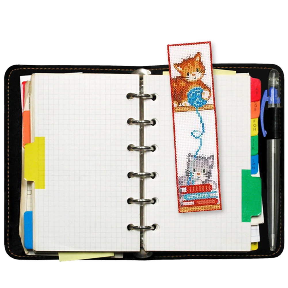 14ct 2-Strand Double-sided Counted Cross Stitch Bookmark - Cat(18*6cm)