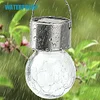 LED Solar Lamp Cracked Glass Ball Hanging Lights Waterproof Garden Decor