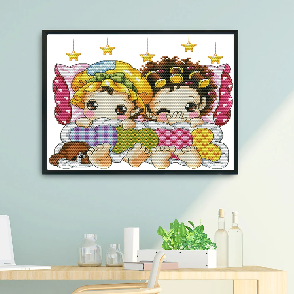 14CT Stamped Cross Stitch - Sleep in Row(Canvas|23*21CM)