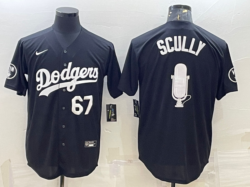 Men's Los Angeles Dodgers Vince Scully 67 Black Alternate Replica Team