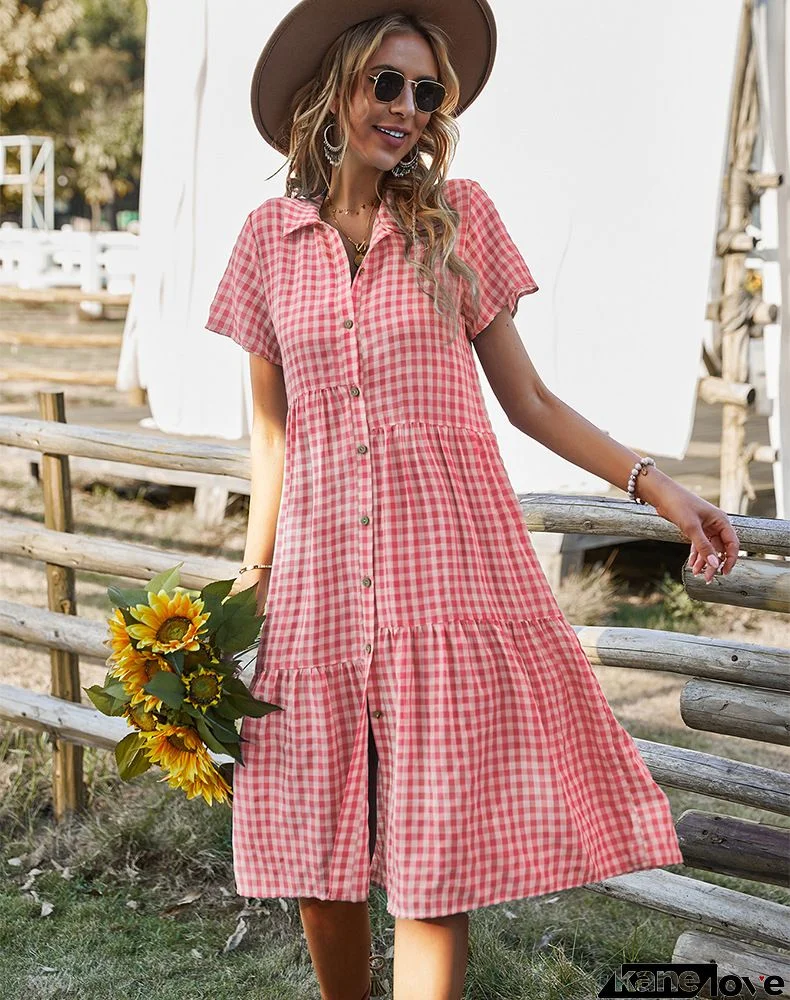 Casual Loose Striped Pocket Shirt Dress