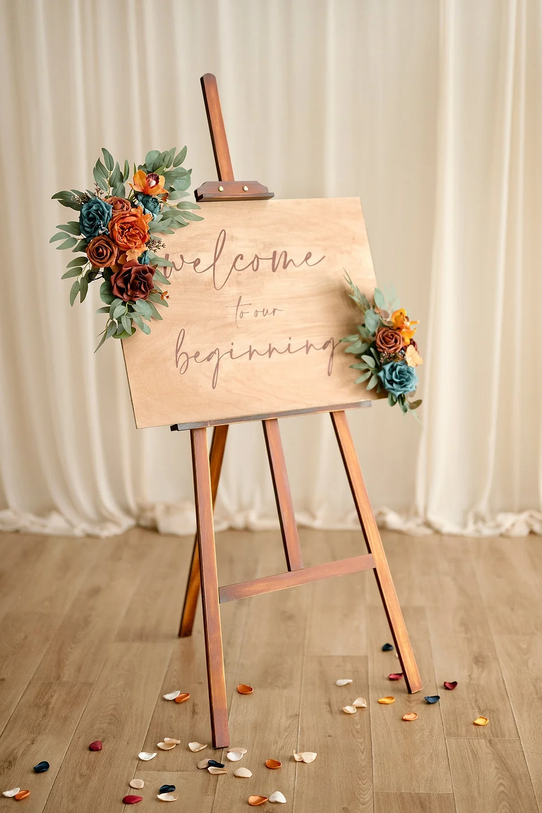Flower Sign Decor in Dark Teal