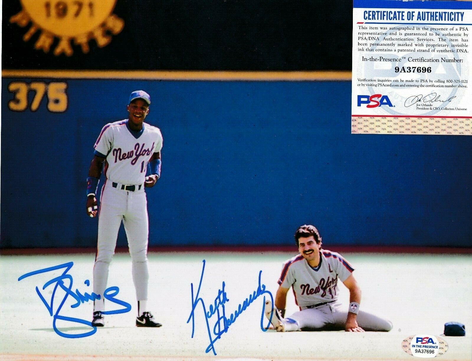 DARRYL STRAWBERRY / KEITH HERNANDEZ NEW YORK METS PSA AUTHENTICATED SIGNED 8x10