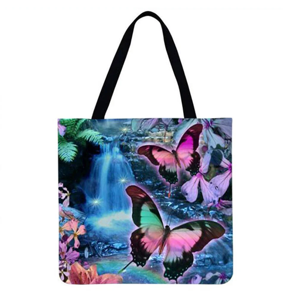 Linen Tote Bag-Butterfly Falls