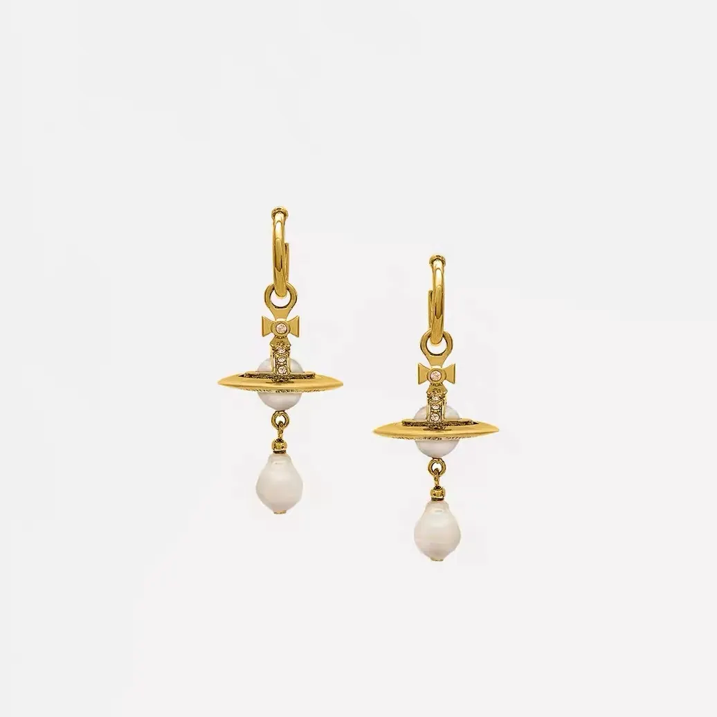 Vivienne Westwood Baroque Pearl Drop Saturn Earring