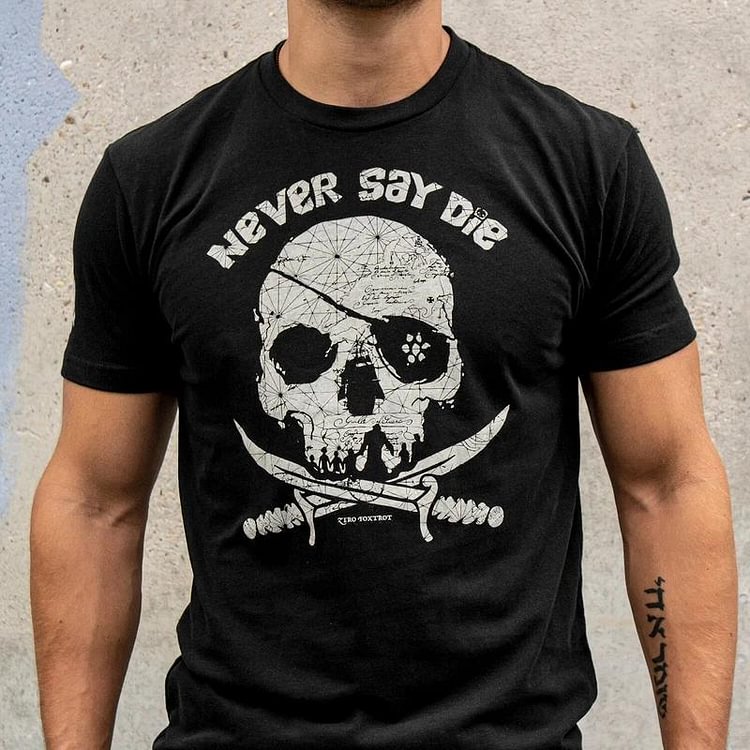 Casual One-eyed Pirate Skull Print T-Shirt