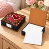 PU 5D Pearl Diamond Painting Kit Note Box DIY Diamond Art Notepad Box with 160 Sheets of Paper (Heart)