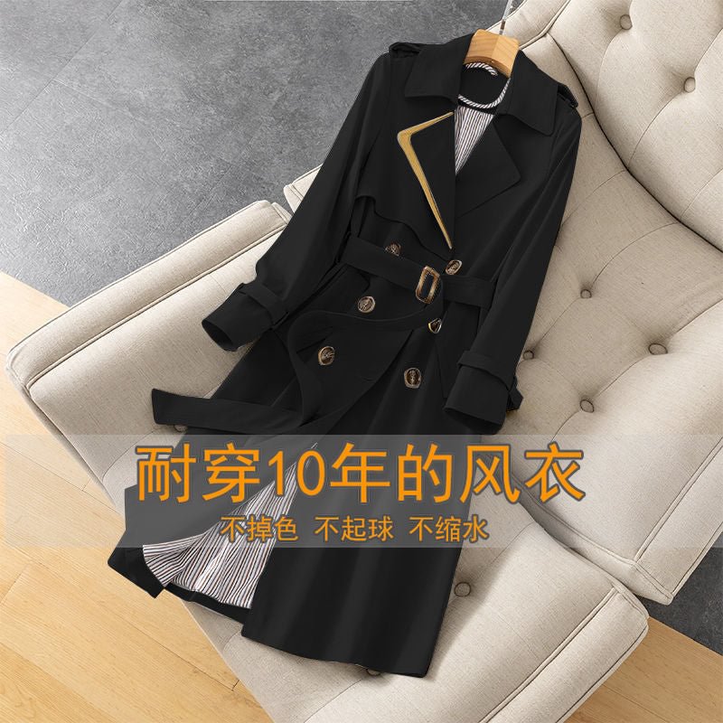 Trench Coat For Women Autumn Winter Elegant Women Double Breasted Solid Cloak Female Korean Style High-end Trench With Belt