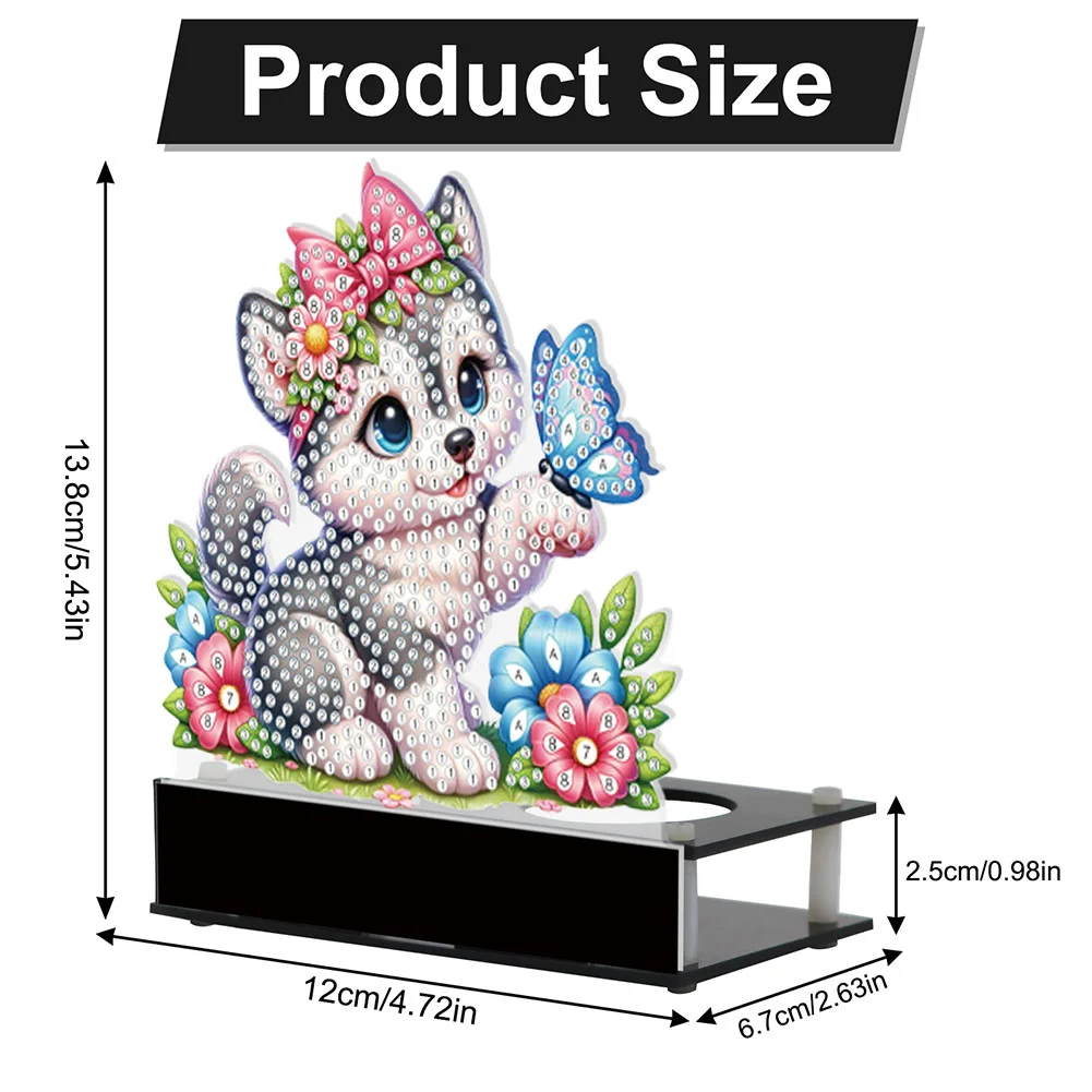 5D DIY Butterfly Cat Diamond Art Mini Candle Holder for Aromatherapy Art Crafts
