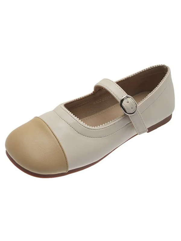 Leisure Fashion Contrast Color Split-Joint Flat Heel Loafer Shoes 