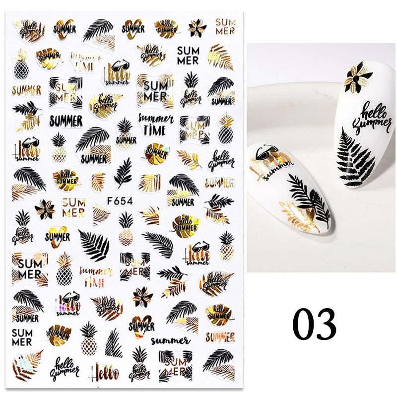 3D White Lace Flowers Translucent Nails Stickers Leaf Ballet Geometry Butterfly Gradient Abstract Nail Art Design Slider Decor