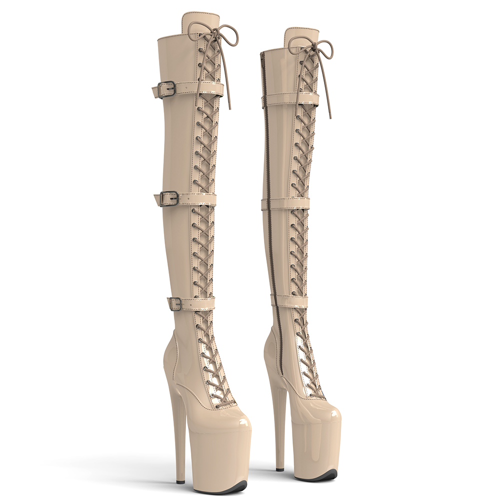 VCshoes 20CM/8inches Shiny Patent PU High Heel Platform Boots Pole Dance Boots