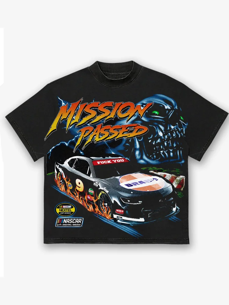 Racing Mission Racing American Retro Pattern Short Sleeve T-shirt