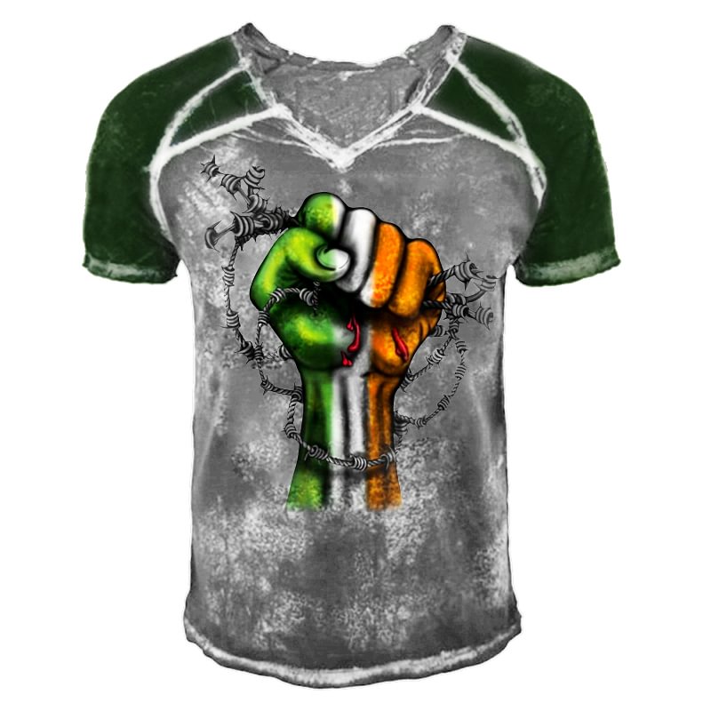 Men's Free Irish Pride Art Print Outdoor Casual Short Sleeve T-Shirt-Compassnice®