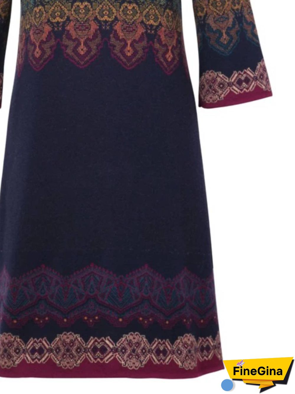 Women Long Sleeve Crew Neck Cotton Knitting Dress