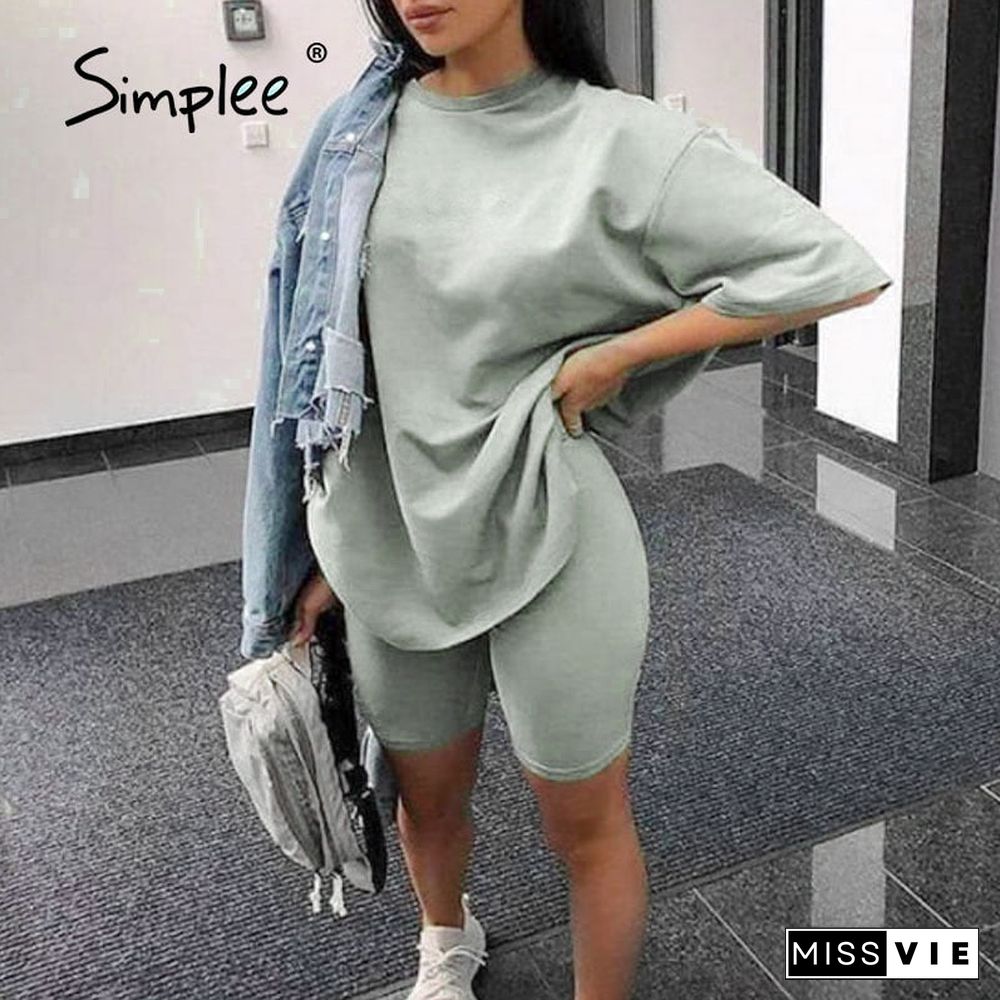 Casual Solid Outfits Women'S Two Piece Suit With Belt Home Loose Sports Tracksuits Fashion Bicycle Summer Hot Suit