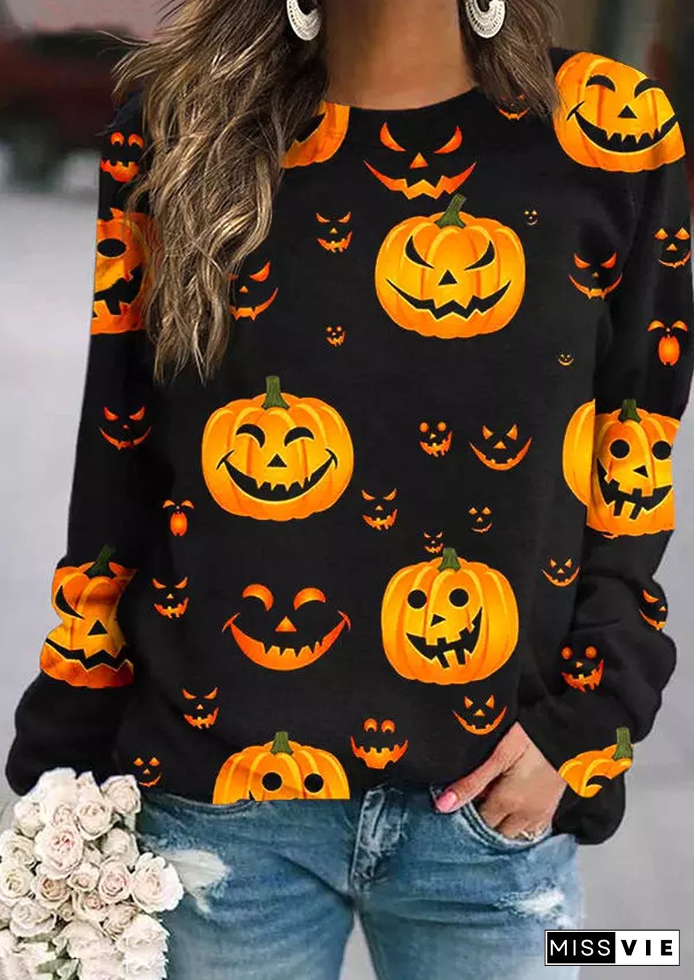 Casual Round Neck Shift Sweatshirts