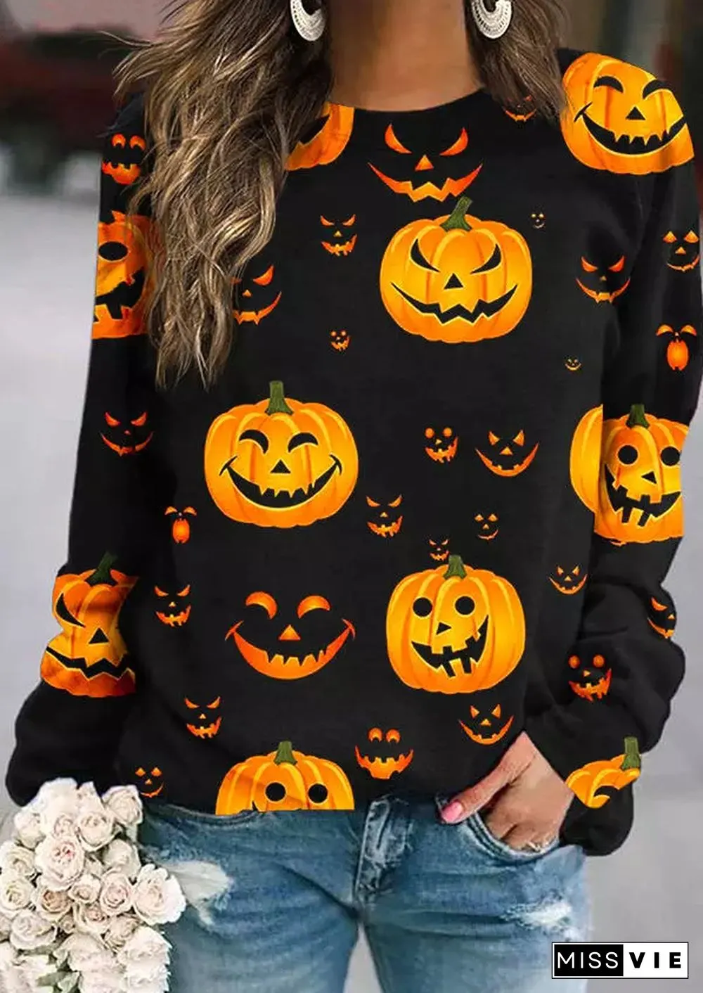 Casual Round Neck Shift Sweatshirts