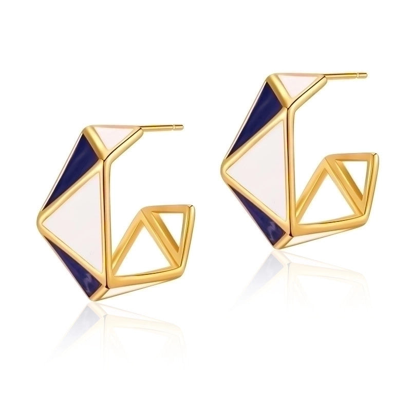 1 Pair Retro Sweet Triangle Devil’s Eye Heart Shape Enamel Plating Inlay Copper Zircon 18k Gold Plated Ear Studs
