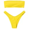 ZAFUL Ribbed Bandeau Bikini Set High Cut Sexy Brazilian Bikini Swimwear Female Bathing Suit Women Sexy Swimsuit Bikini Set