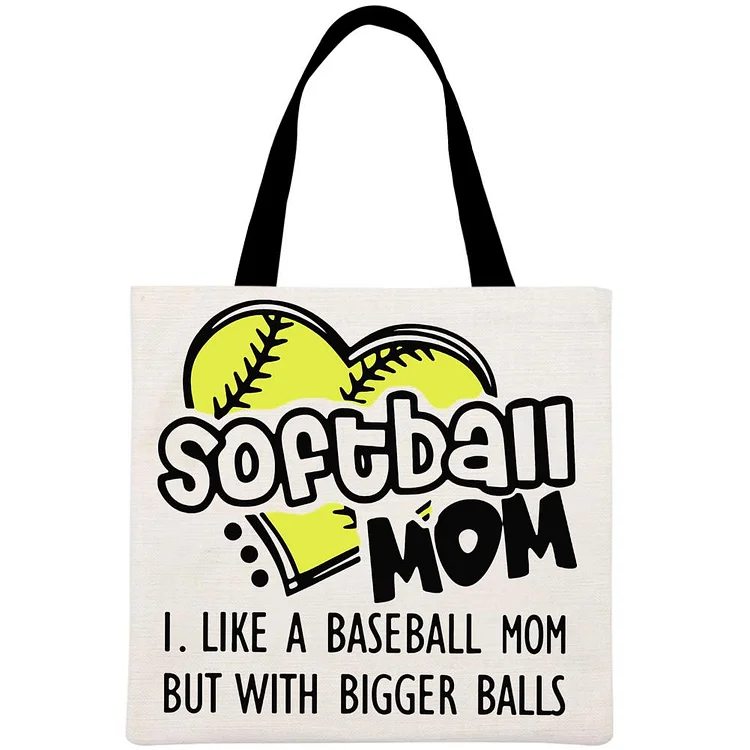 Softball Mom Printed Linen Bag-Annaletters