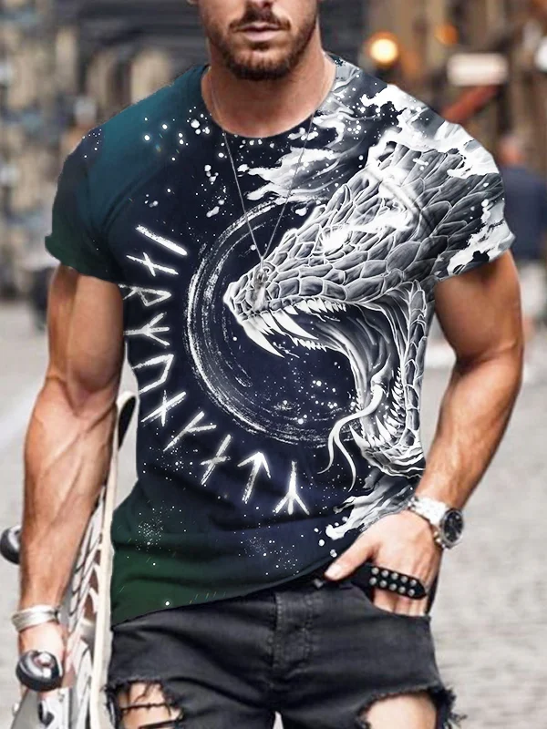 Men's Norse Mythology Jormungandr Graphic Short Sleeve T Shirt