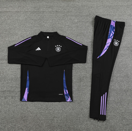 2024 Germany Half-Pull Training Suit Black Football Jersey Set Thai Quality