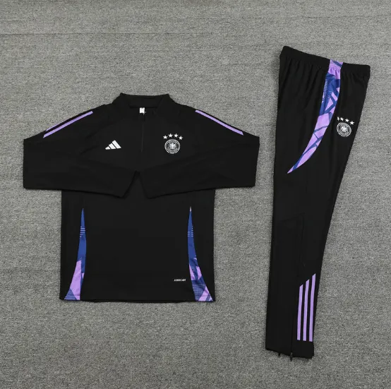2024 Germany Half-Pull Training Suit Black Football Jersey Set Thai Quality