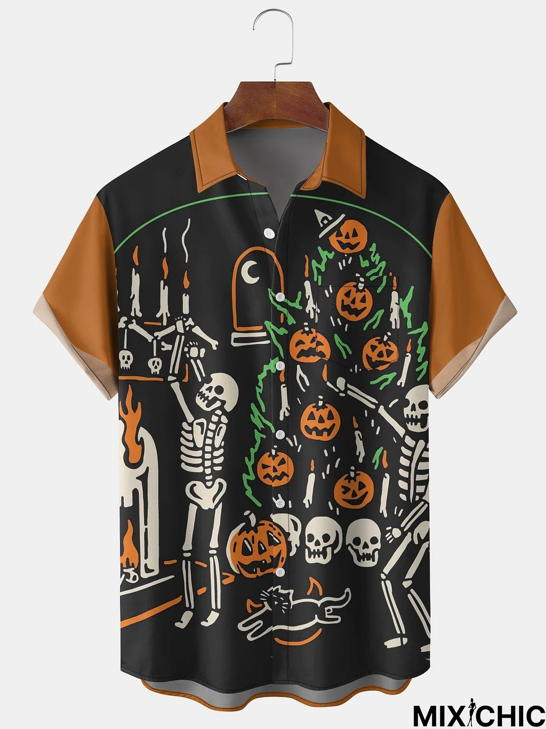 Men's Halloween Graphic Print Short Sleeve Shirt