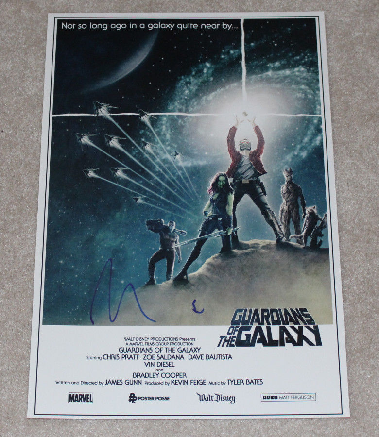 VIN DIESEL SIGNED AUTHENTIC 'GUARDIANS OF THE GALAXY' 12X18 POSTER Photo Poster painting w/COA