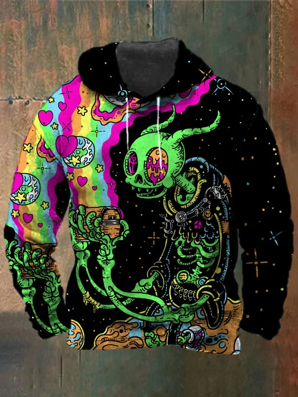 Unisex Alien Print Heavyweight Hoodies