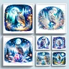 Owl On Gemstone Under Moonlit Night-Full Embroidery 3 Strands 11CT Stamped Cross Stitch-40*40CM