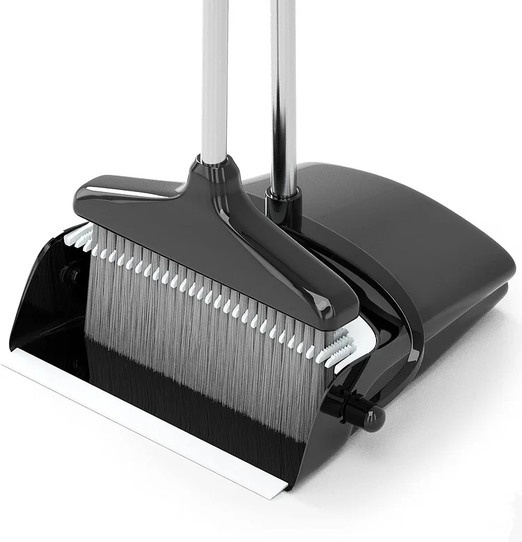 Vislone Broom and Dustpan Set with 52" Long Handle for Home Kitchen Room Office Use, Upright Stand up Broom with Dustpan Combo