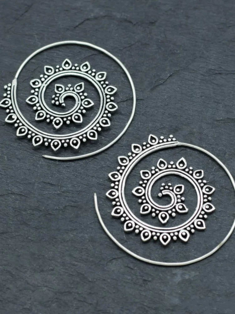 Comstylish Vintage Mandala Inspired Spiral Earrings
