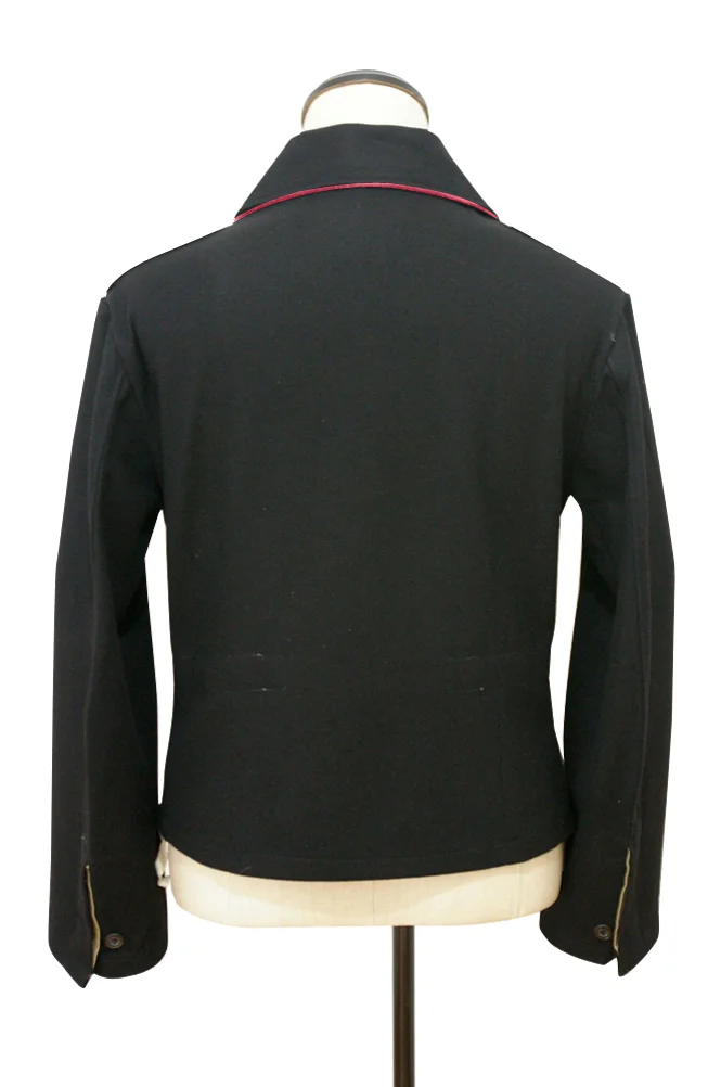   Elite German Hot Pink Collar Thread Panzer Black Wool Wrap Jacket German-Uniform