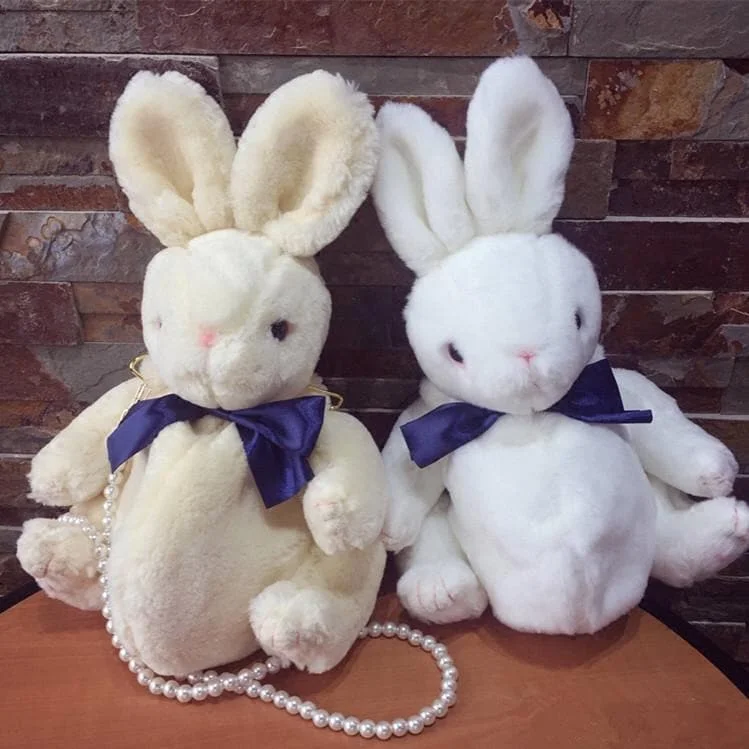 Beige/White/Black Lolita Kawaii Plush Rabbit Bunny Shoulder Bag/Handbag SP165650