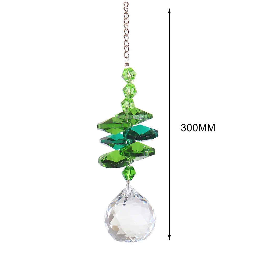 Crystal Wind Chime Light Catching Pendant Home Hanging Ornaments (Green)