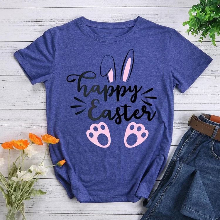 Happy Easter Round Neck T-shirt-0025131