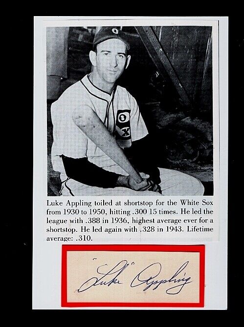 LUKE APPLING-CHICAGO WHITE SOX AUTOGRAPHEDCUT-HOF- Photo Poster painting W/BIO-(d.1991)