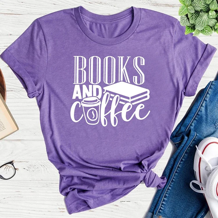 Books And Coffee T-Shirt Tee-03094-Annaletters