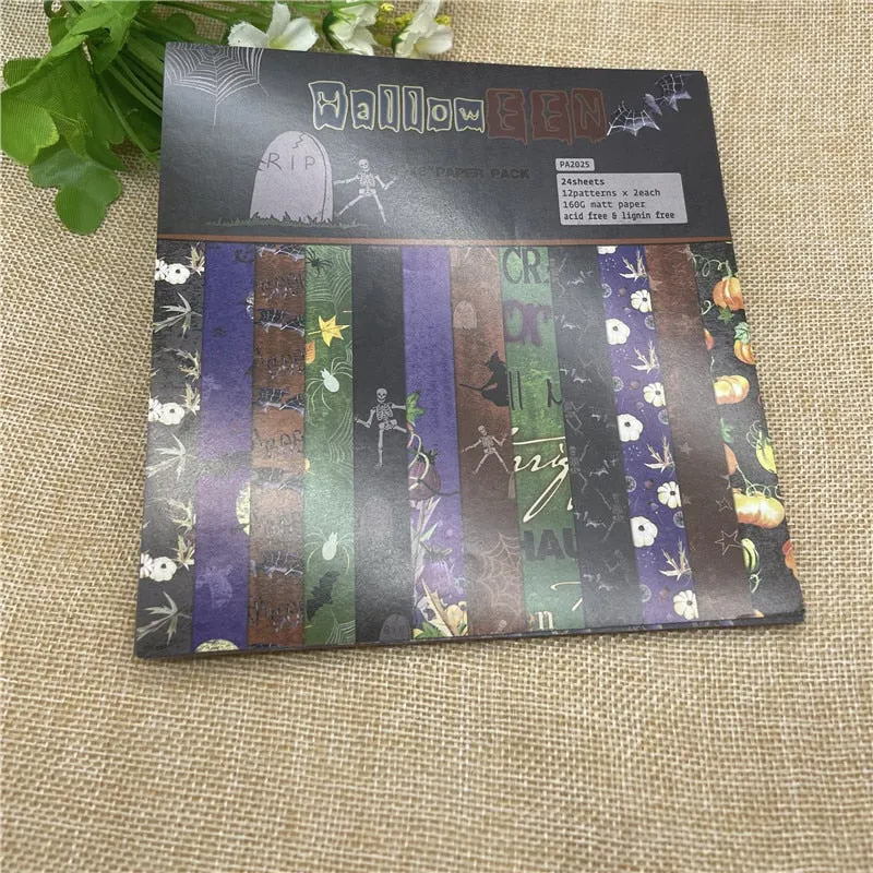 24 sheet 6 X6 Halloween pack the flower patterned paper Scrapbooking paper pack handmade craft paper craft Background pad