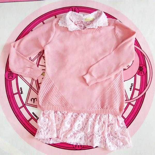 Beige/Pink/Grey Sweet Lace Bow Two-Piece Sweater SP1710807