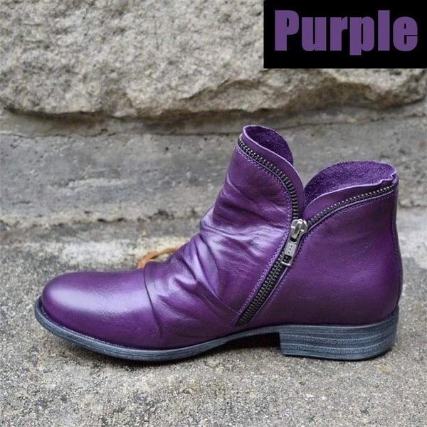 NEW Womens Casual Shoes Low Heel Booties Zipper Martin Boots Short Boots Booties for Female Plus Size - Shop Trendy Women's Fashion | TeeYours